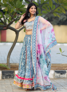 MULTICOLOR CHOLI WITH LANHGA SET