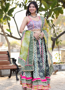 MULTICOLOR CHOLI WITH LANHGA SET